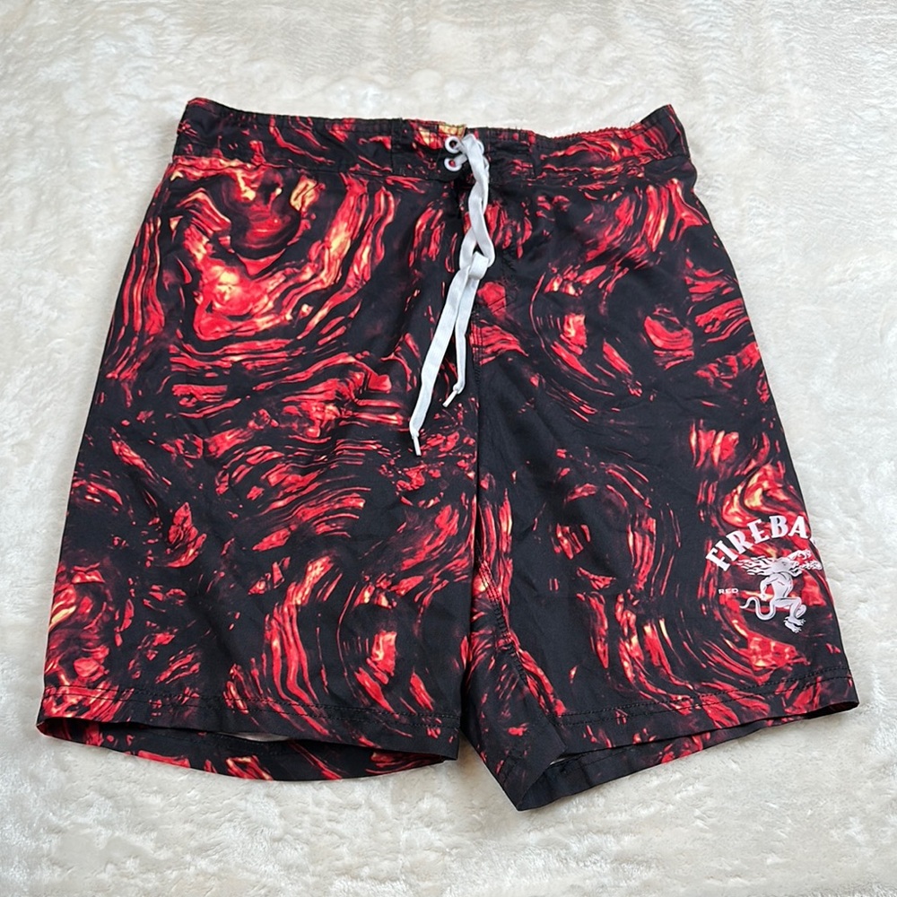 Men's Fireball Whiskey Red and Black Swim Trunks